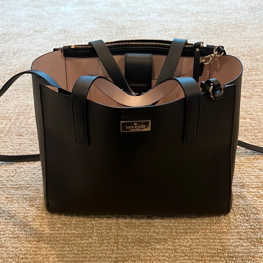 Black Leather Kate Spade New York Tote Purse